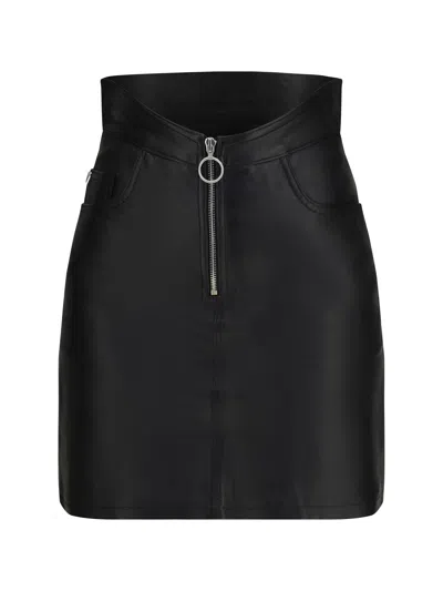 Fiorucci Leather Zip Mini Skirt In Black