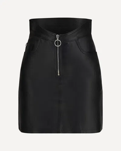 Fiorucci Leather Mini Skirt With Zip In Black