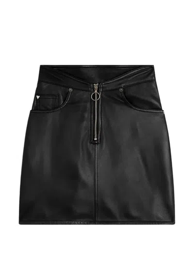 Fiorucci Leather Zippered Mini Skirt In Black