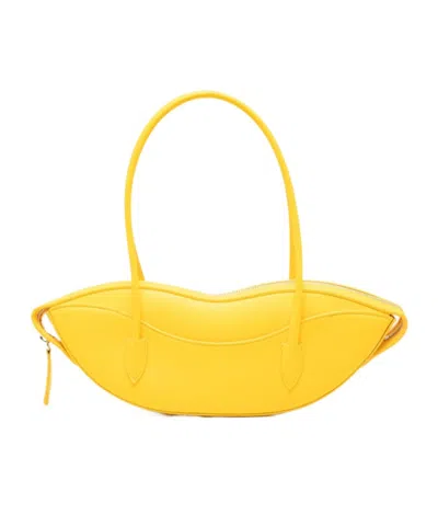 Fiorucci Lips Zippered Handbag In Yellow