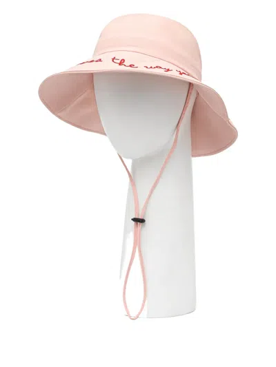 Fiorucci Logo-embroidered Bucket Hat In Pink