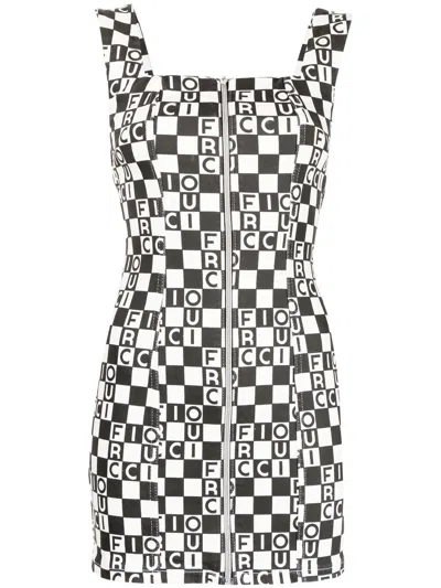 Fiorucci Logo-print Checked Dress In Black