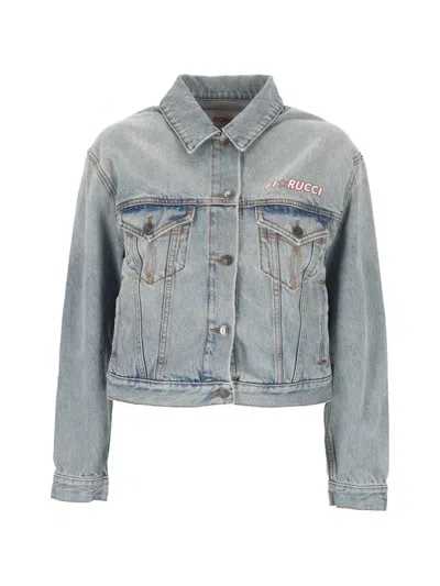Fiorucci Logo-embroidered Denim Jacket In Blue