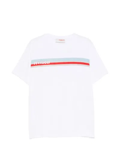 Fiorucci Logo-print Striped T-shirt In White