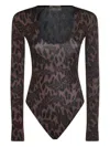 Fiorucci Long-sleeved Animal-print Bodie In Brown