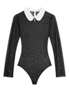 Fiorucci Long-sleeved Sheer Bodysuit In Black
