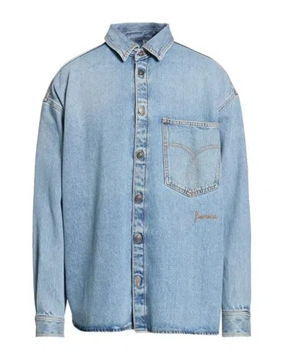 Fiorucci Man Denim Shirt Blue Size 40 Cotton