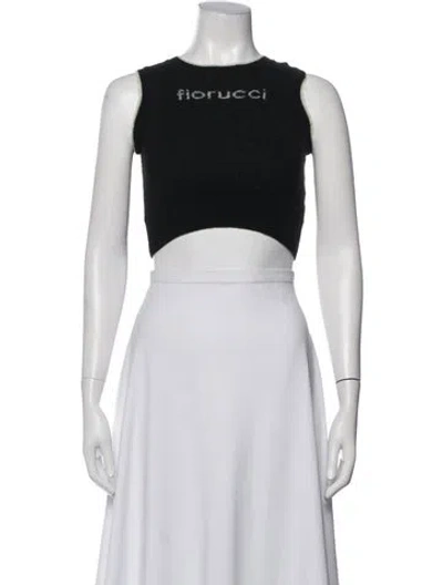 Pre-owned Fiorucci Merino Wool Graphic Print Sweater In Black