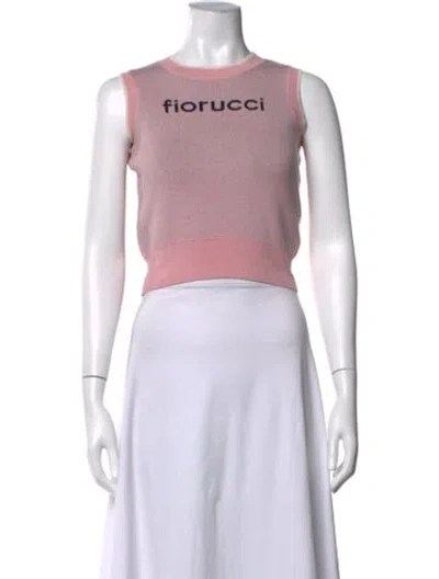 Pre-owned Fiorucci Merino Wool Graphic Print Sweater In Pink