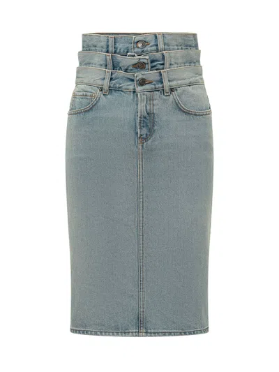 Fiorucci Midi Skirt - Effortlessly Chic And Versatile In Light Blue