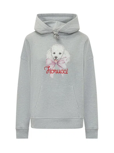 Fiorucci Mini Sweatshirt With Hood And Front Graphic In Grey