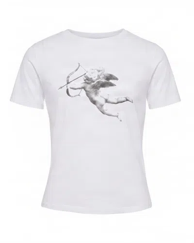 Fiorucci Monochrome Cherub Print Cotton T-shirt In White