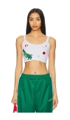 Fiorucci Multipatch Dinosaur Cropped Tank Top In White
