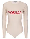 Fiorucci Bodysuit Top In Fine Stretch Knit In Neutral