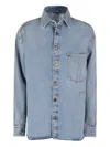 Fiorucci Open Back Embroidered Denim Shirt