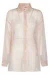Fiorucci Organza Shirt With Contrast Embroidery In Pink