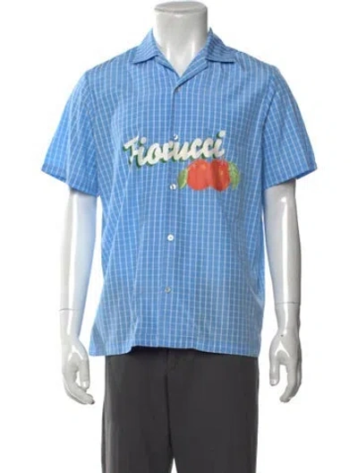 Pre-owned Fiorucci Plaid Print Collar T-shirt In Blue