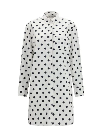 Fiorucci Polka-dot Cotton Shirt Dress In White