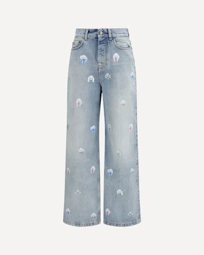 Fiorucci Poodle-print Baggy Jeans In Blue