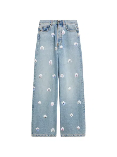 Fiorucci Poodle-print Jeans In Blue