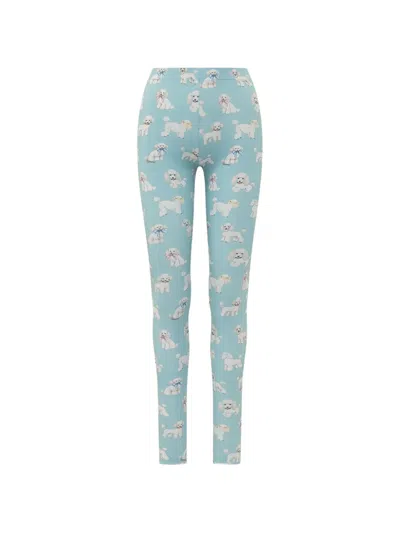 Fiorucci Poodle-print Leggings In Blue