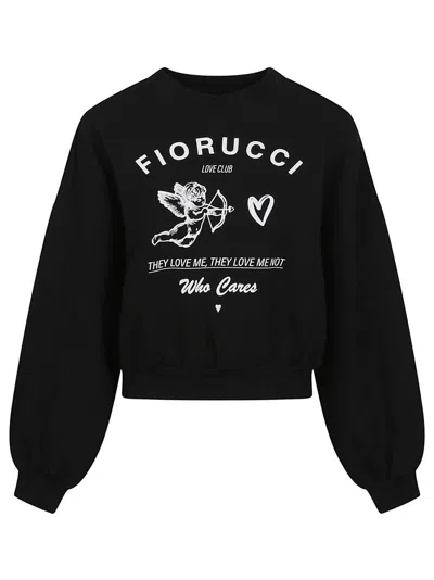 Fiorucci Print Cropped Sweatshirt In Black