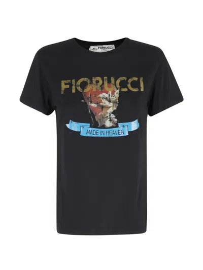 Fiorucci Print-detail Crew Neck T-shirt In Black