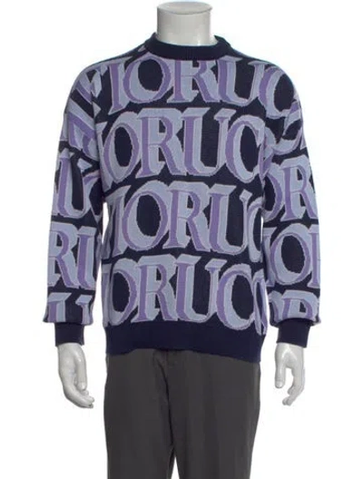 Pre-owned Fiorucci Printed Crew Neck Pullover In Blue