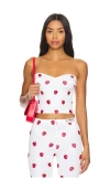 Fiorucci Raspberry Print Bustier Top In Off White