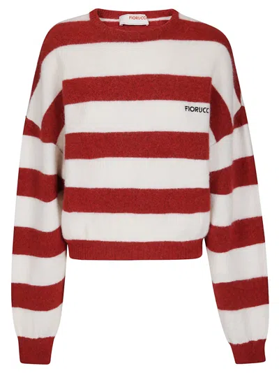Fiorucci Red Striped Cropped Alpaca Sweater In Multi
