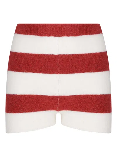 Fiorucci Red Striped Embroidered Alpaca Shorts