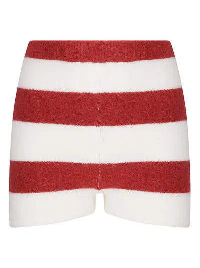 Fiorucci Red Striped Embroidered Alpaca Shorts In Multi
