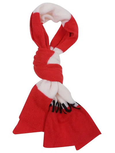 Fiorucci Red Striped Logo Alpaca Scarf