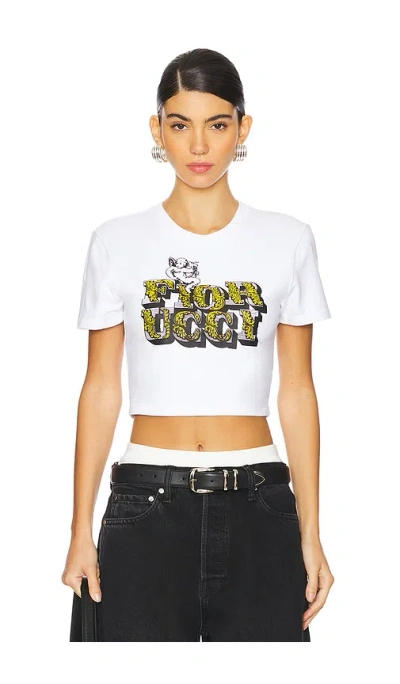 Fiorucci Rococo Print Cropped T-shirt In 화이트