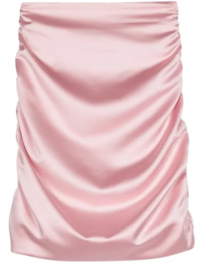 Fiorucci Ruched-detail Satin Skirt In Pink