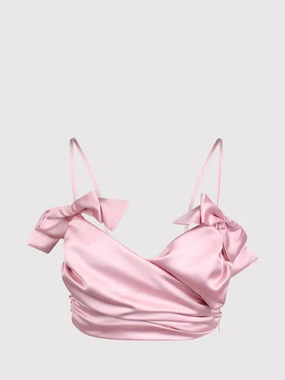 Fiorucci Satin Effect Top With Bows In Pink