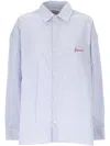 Fiorucci Striped Logo-embroidered Shirt In Blue