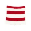 Fiorucci Red Striped Embroidered Alpaca Mini Shorts In Red