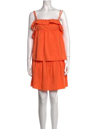 Pre-owned Fiorucci Square Neckline Mini Dress In Orange