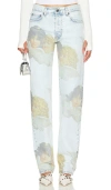 Fiorucci Denim Straight-leg Jeans In Blue Angel Print