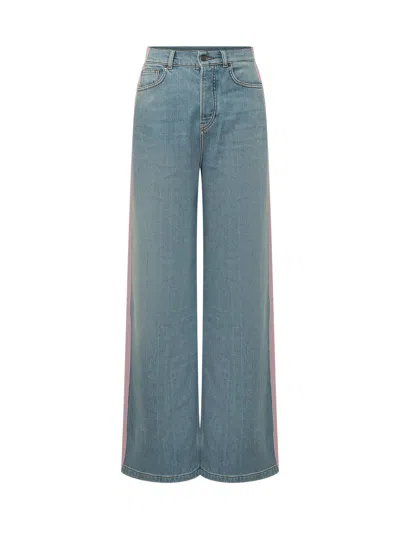 Fiorucci Stripe Baggy Jeans In Blue