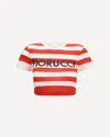 Fiorucci Striped Baby T-shirt With Logo In Red