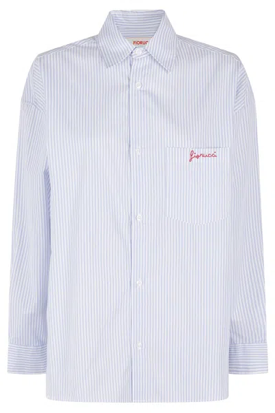 Fiorucci Striped Cotton Shirt With Embroidered Logo