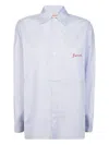 Fiorucci Striped Logo-embroidered Shirt In Blue