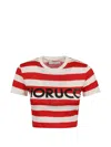 Fiorucci Striped Baby T-shirt With Logo In Red