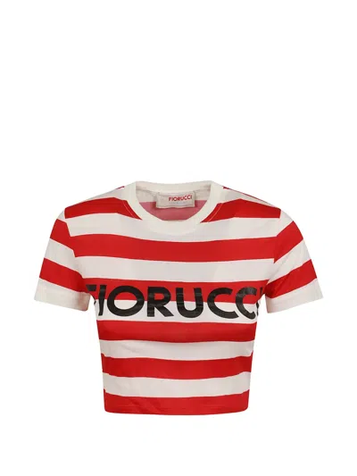 Fiorucci Striped Short-sleeve T-shirt In Red