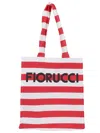 Fiorucci Red Striped Logo Print Nylon Tote Bag In Red