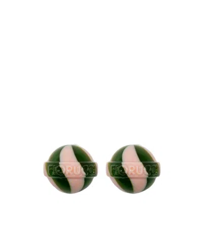 Fiorucci Swirl Pattern Clip-on Earrings In Green