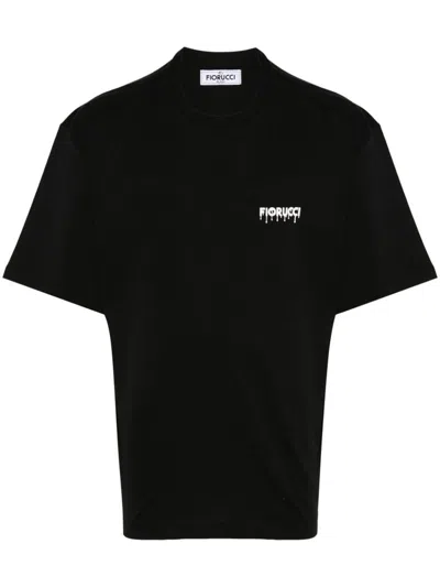 Fiorucci Raised-logo Cotton T-shirt In Nero