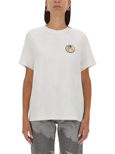 Fiorucci Cotton T-shirt With Angels Print In White